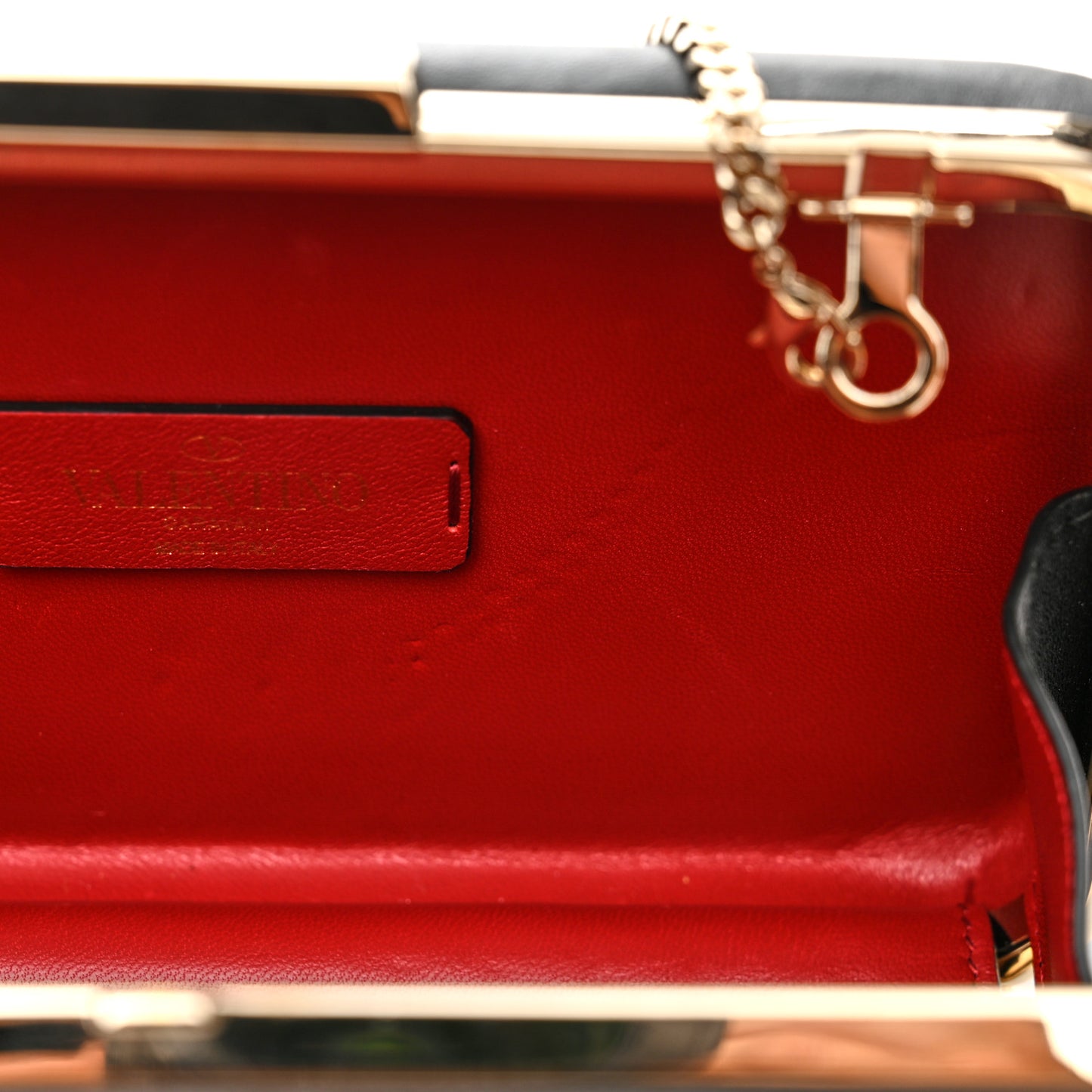 Calfskin VLTN Minaudiere Chain Clutch Black
