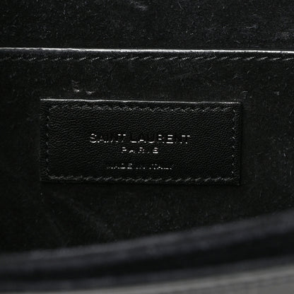 Saint Laurent Calfskin Crocodile Embossed Medium Bellechasse Satchel Black 6 of 14