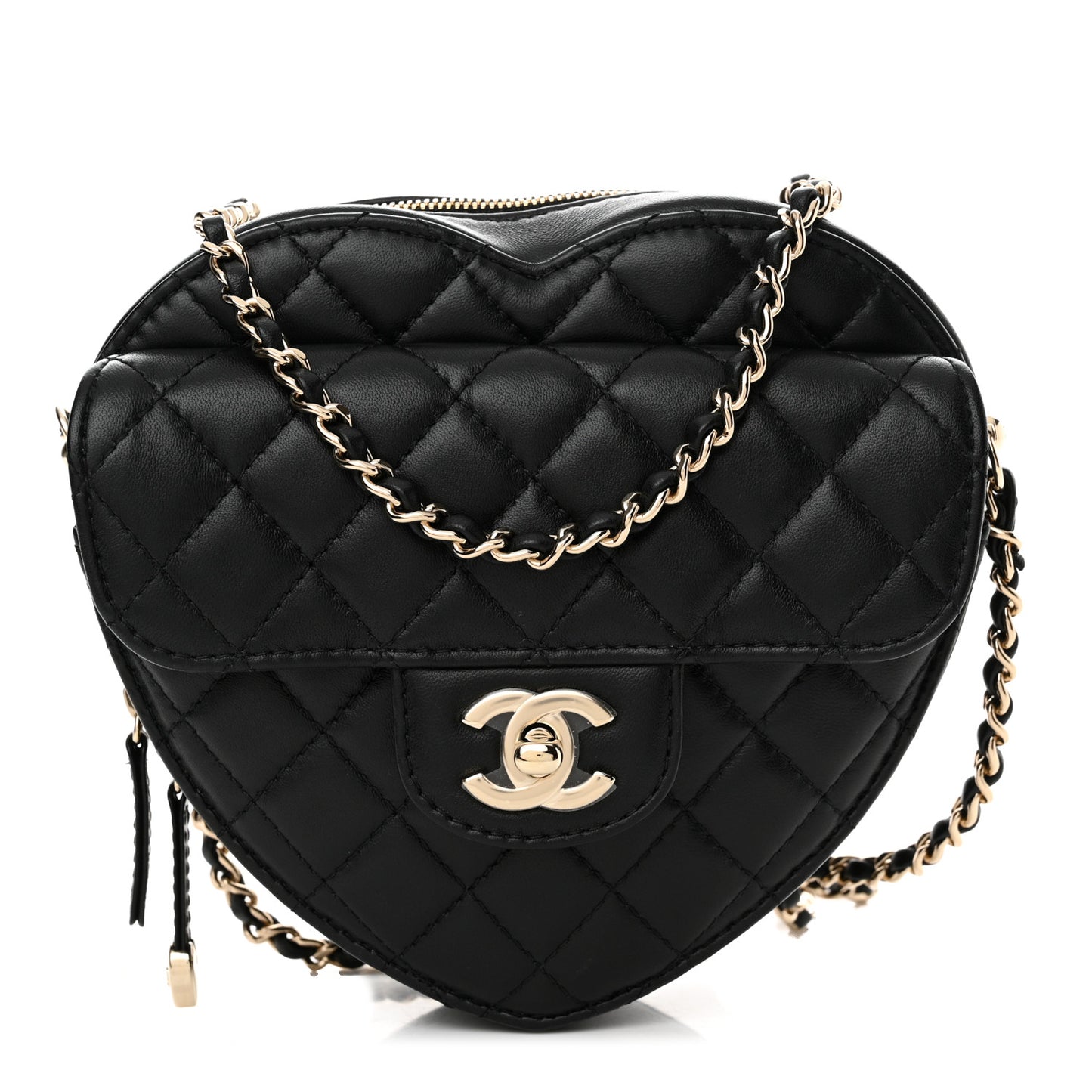 Lambskin Quilted CC In Love Heart Bag Black