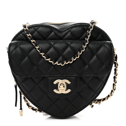 Chanel Lambskin Quilted CC In Love Heart Bag Black 1 of 10