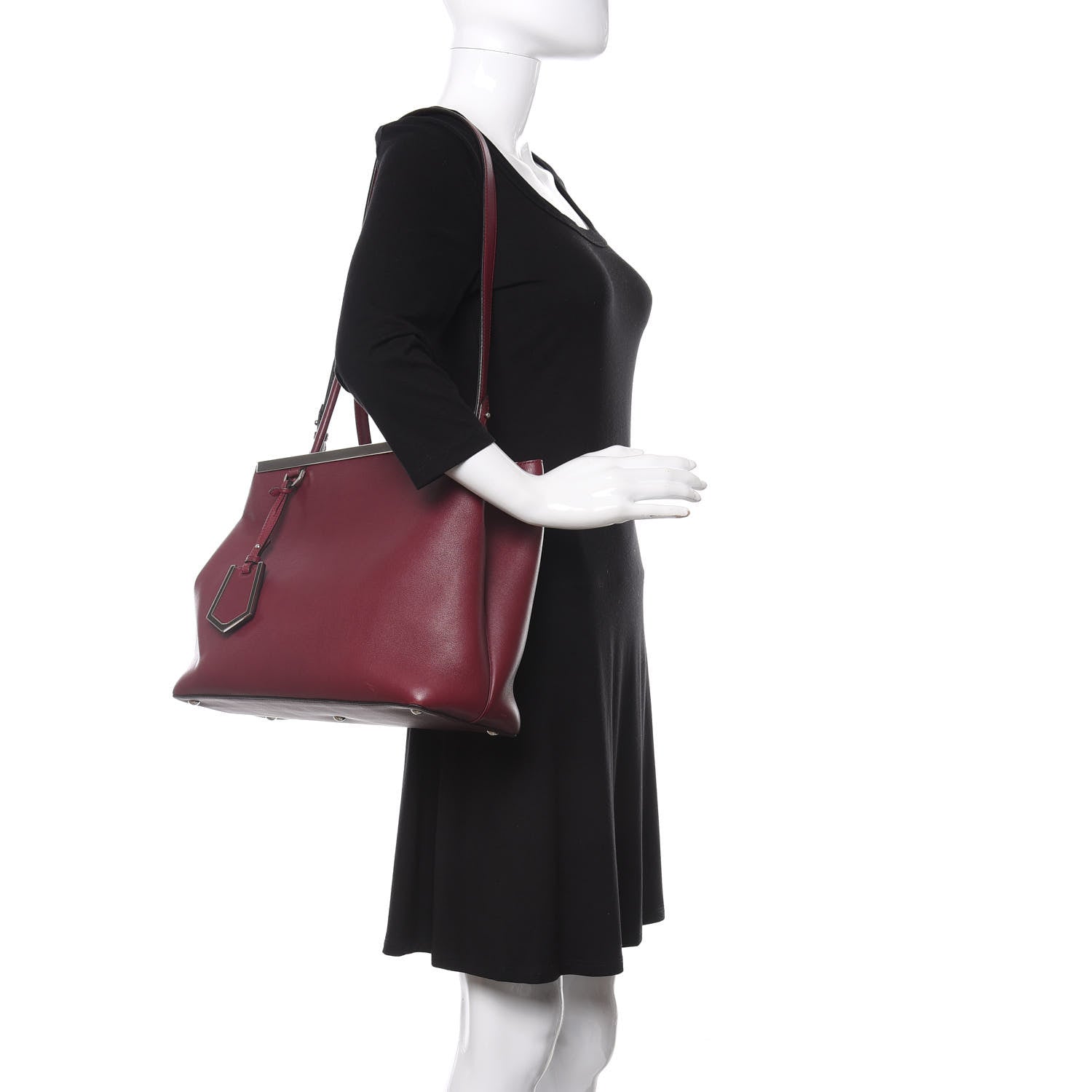 Fendi Vitello Dolce Marmol Regular 2Jours Tote Bordeaux 2 of 10