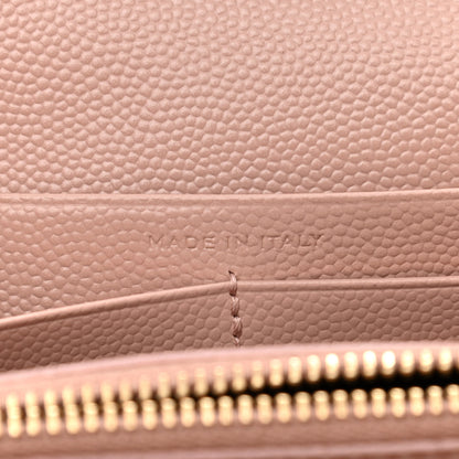 Saint Laurent Grain De Poudre Matelasse Chevron Monogram Chain Wallet Pale Pink 6 of 8