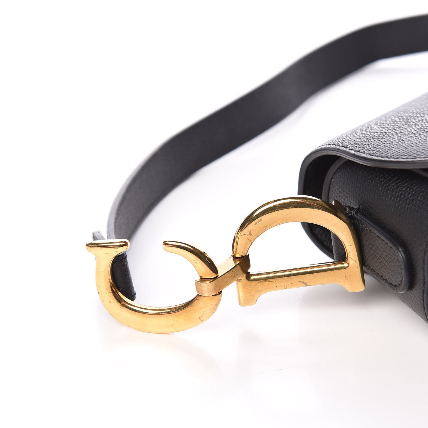 Grained Calfskin Saddle Bag Black