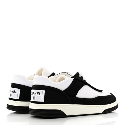 Chanel Fabric Womens Logo Sneakers 39.5 Black White 4 of 10