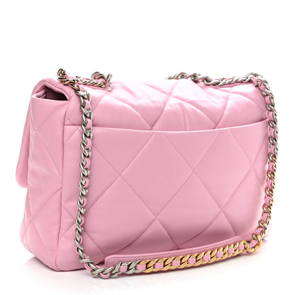 Chanel Lambskin Quilted Maxi Chanel 19 Flap Dark Pink 2 of 9