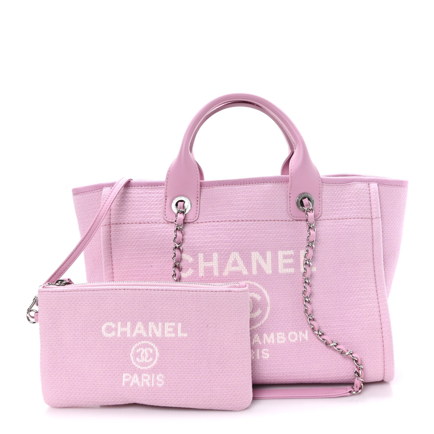 Chanel Mixed Fibers Small Deauville Tote Dark Pink 2 of 10