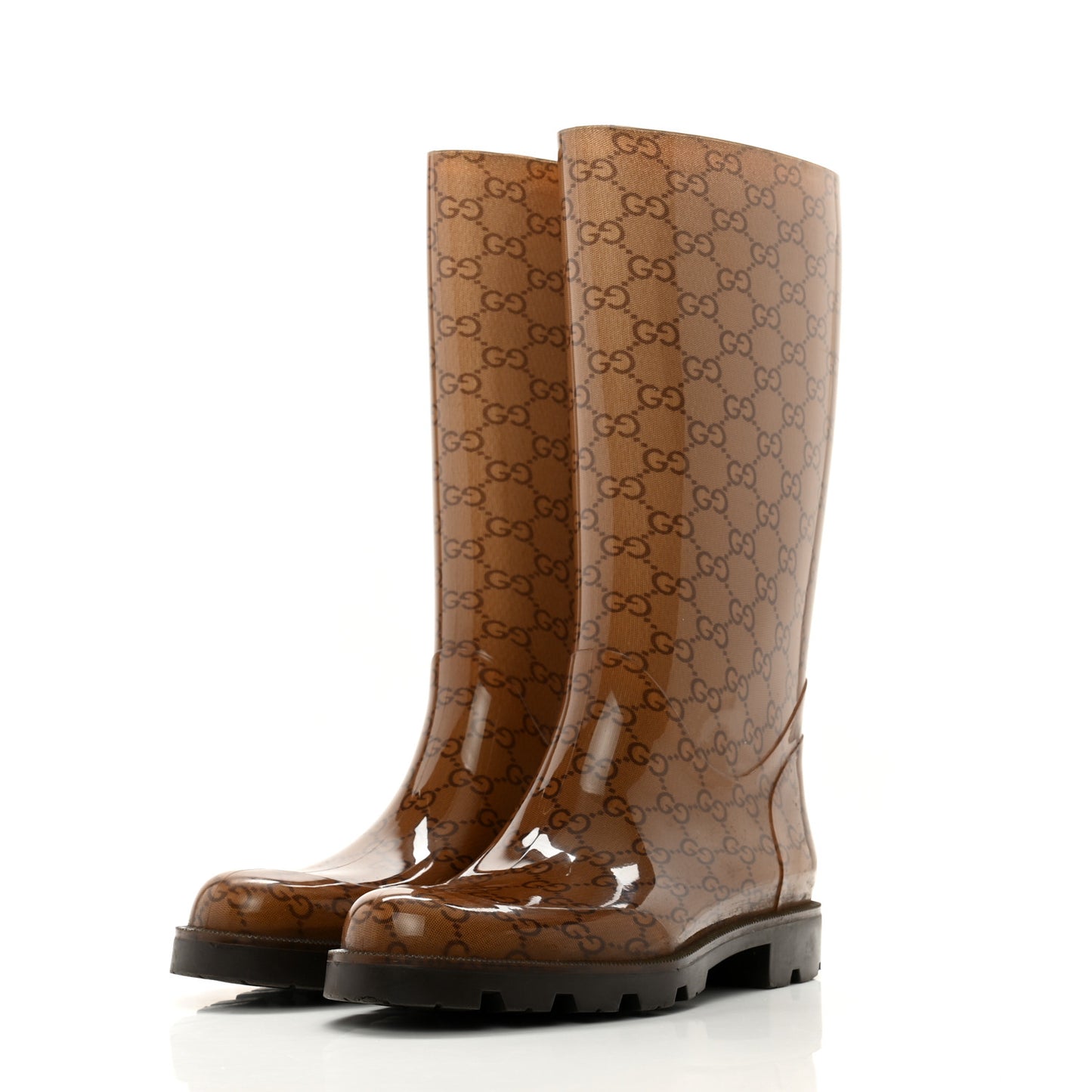 Rubber Monogram Edinburg Rain Boots 38 Transparent Cocoa