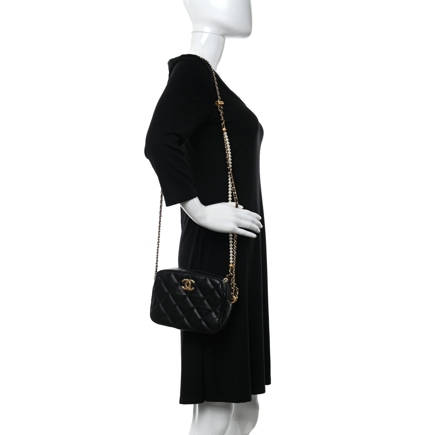 Lambskin Quilted Mini My Perfect Camera Case Black
