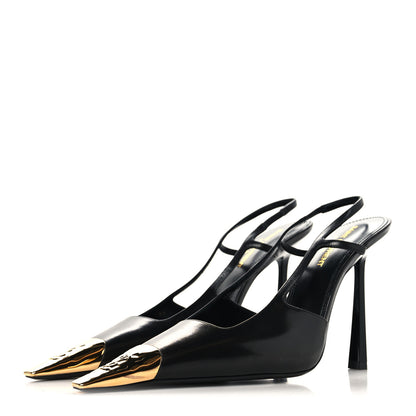 Saint Laurent Smooth Calfskin Jeanne 110 Slingback Pumps 39.5 Black 4 of 9
