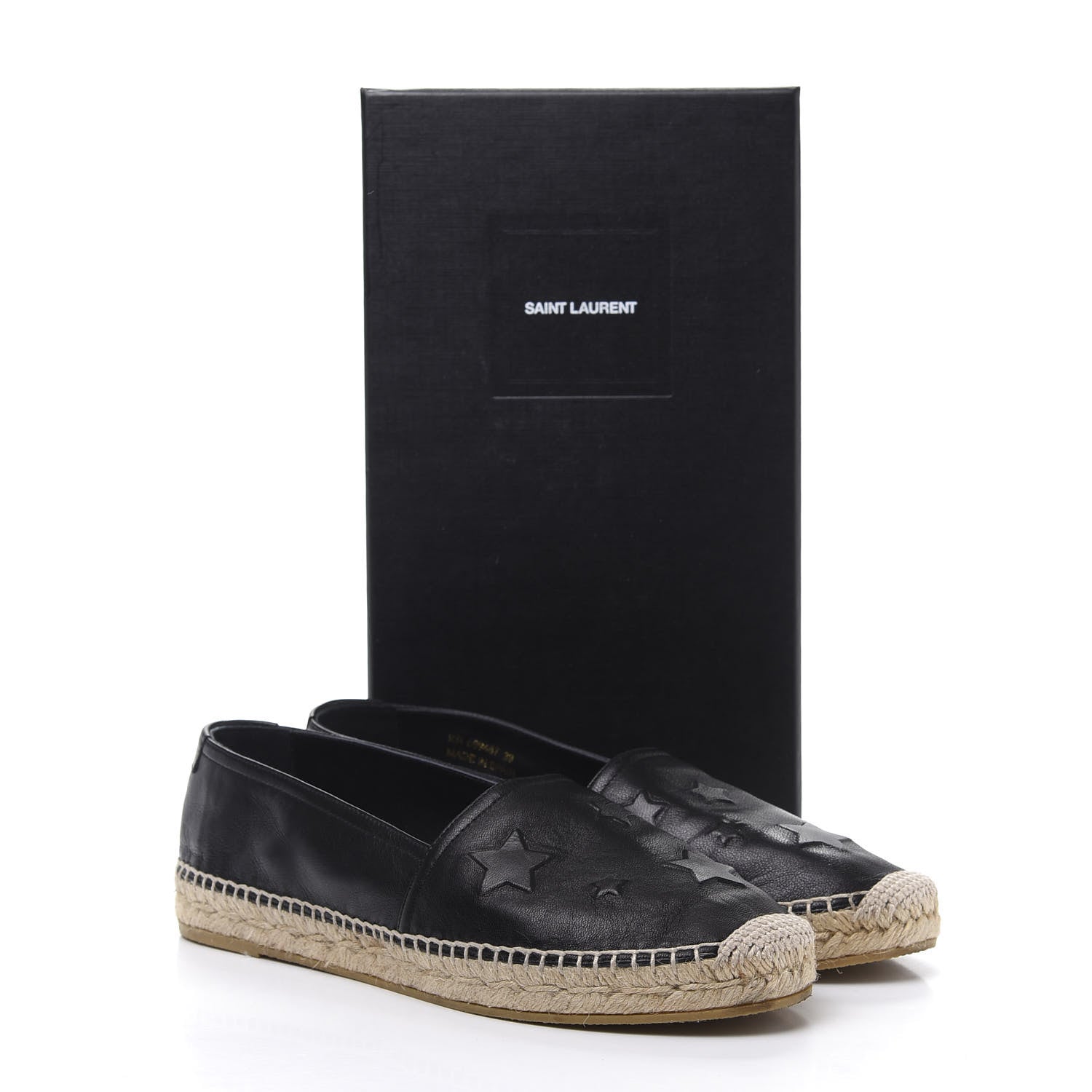 Saint Laurent Nappa Embossed Stars Espadrilles 39 Black 10 of 10