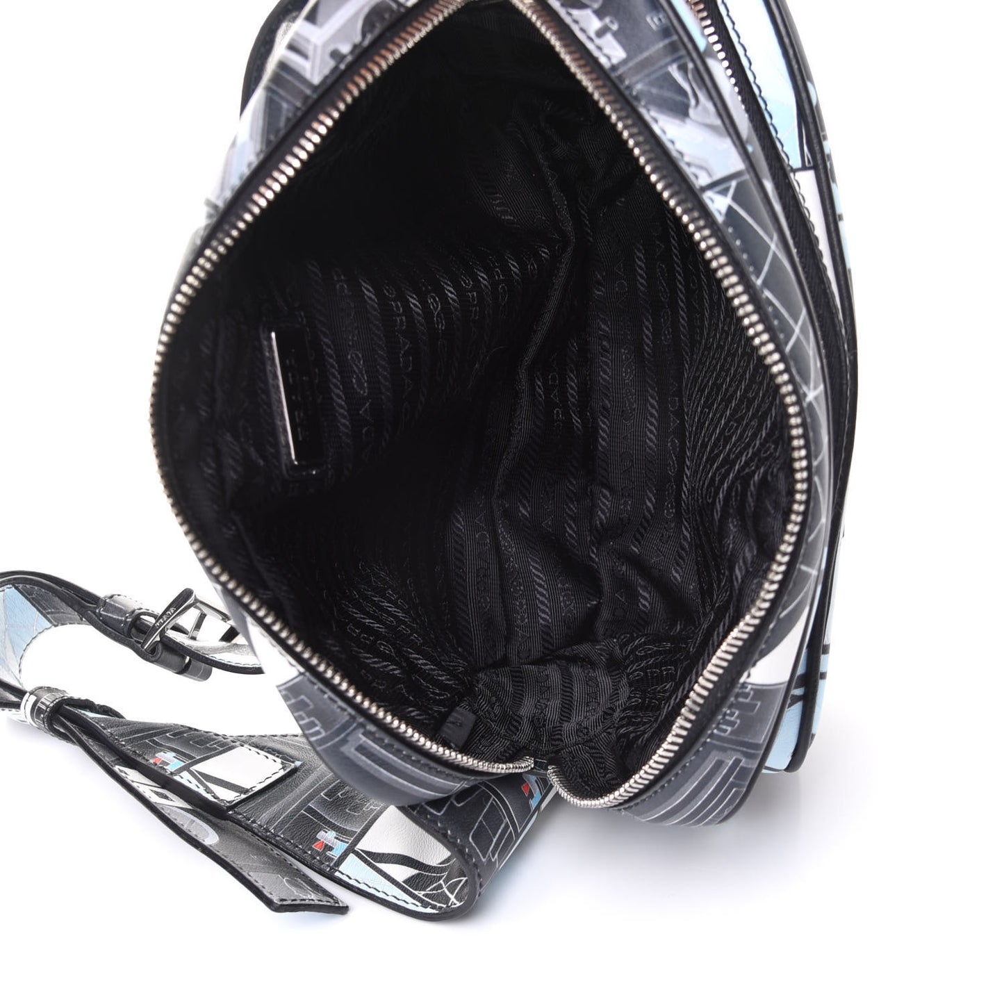 X JAMES JEAN Calfskin Comic Print Messenger Bag Black