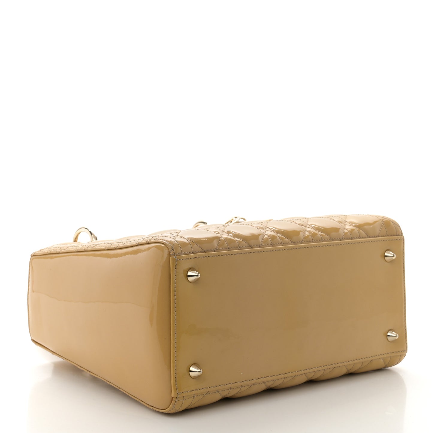Patent Cannage Medium Lady Dior Beige