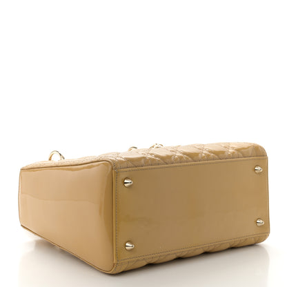 Christian Dior Patent Cannage Medium Lady Dior Beige 4 of 10