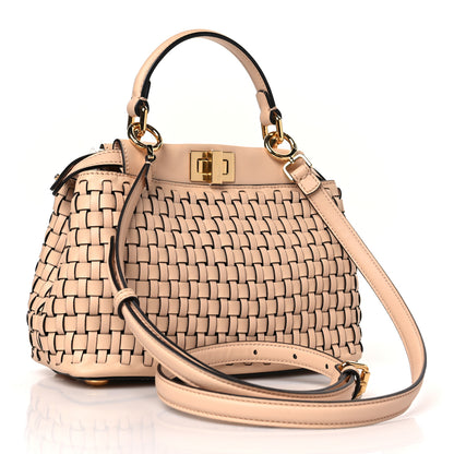 Fendi Vitello Grace Intreccio Mini Peekaboo Iconic Satchel Light Rose 3 of 9