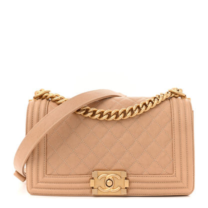 Chanel Caviar Quilted Medium Boy Flap Beige 1 of 12
