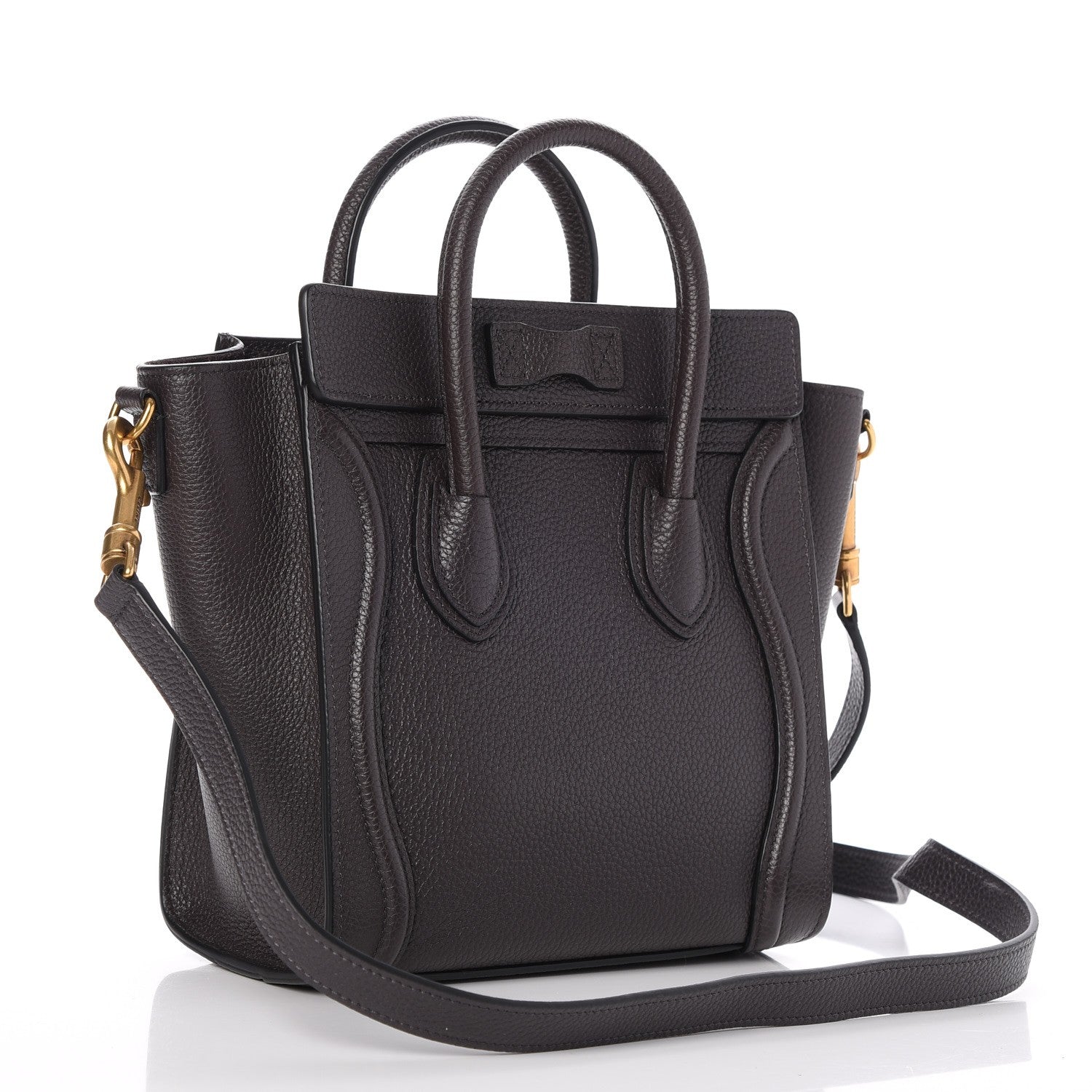 Celine Drummed Calfskin Nano Luggage Liquorice 13 of 27