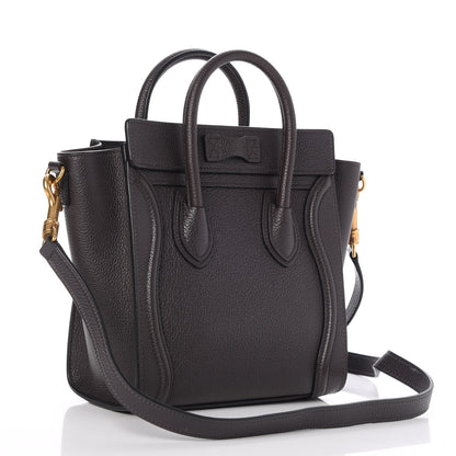 Celine Drummed Calfskin Nano Luggage Liquorice 13 of 27