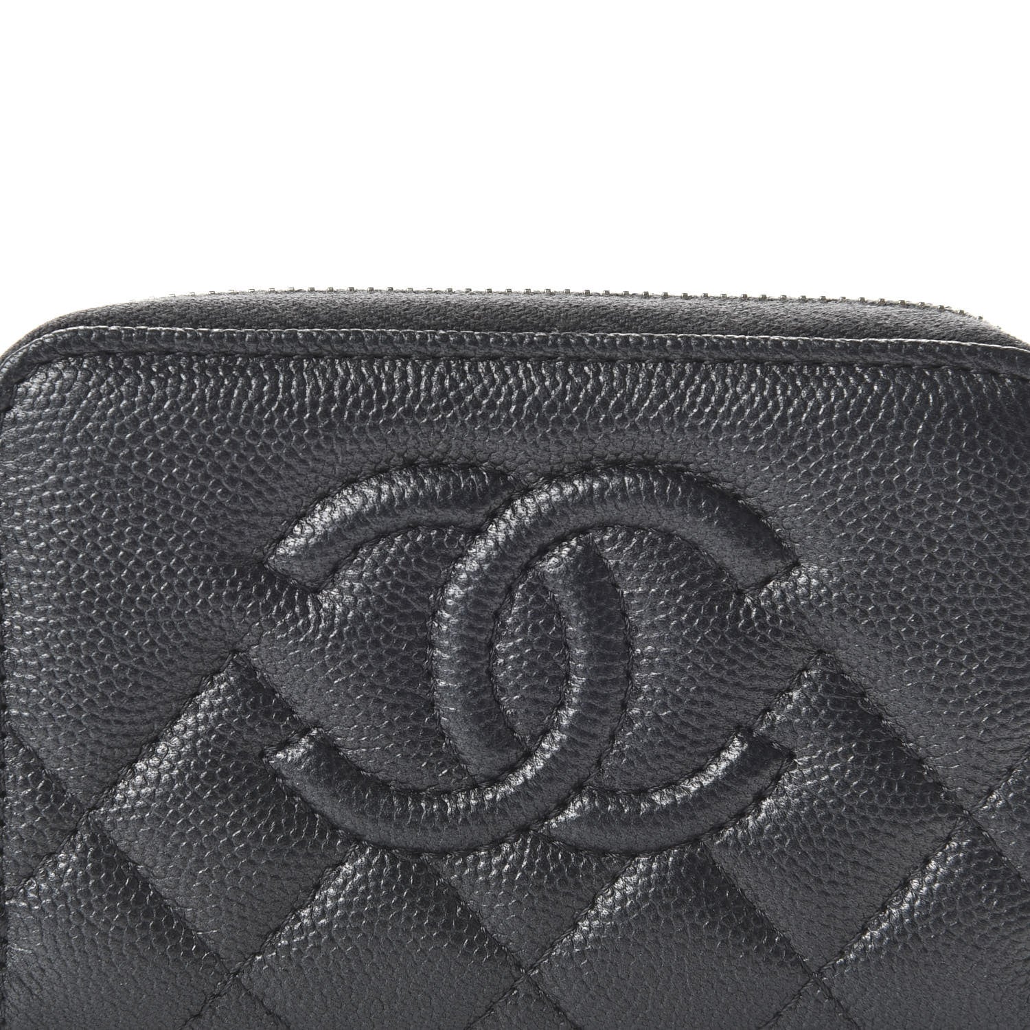 Chanel Metallic Caviar Quilted CC Zip Around Coin Purse Wallet Dark Grey 10 of 11