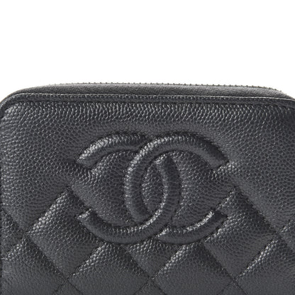 Chanel Metallic Caviar Quilted CC Zip Around Coin Purse Wallet Dark Grey 10 of 11