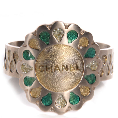 Chanel Brushed Metal Glitter Petal Cuff 1 of 5