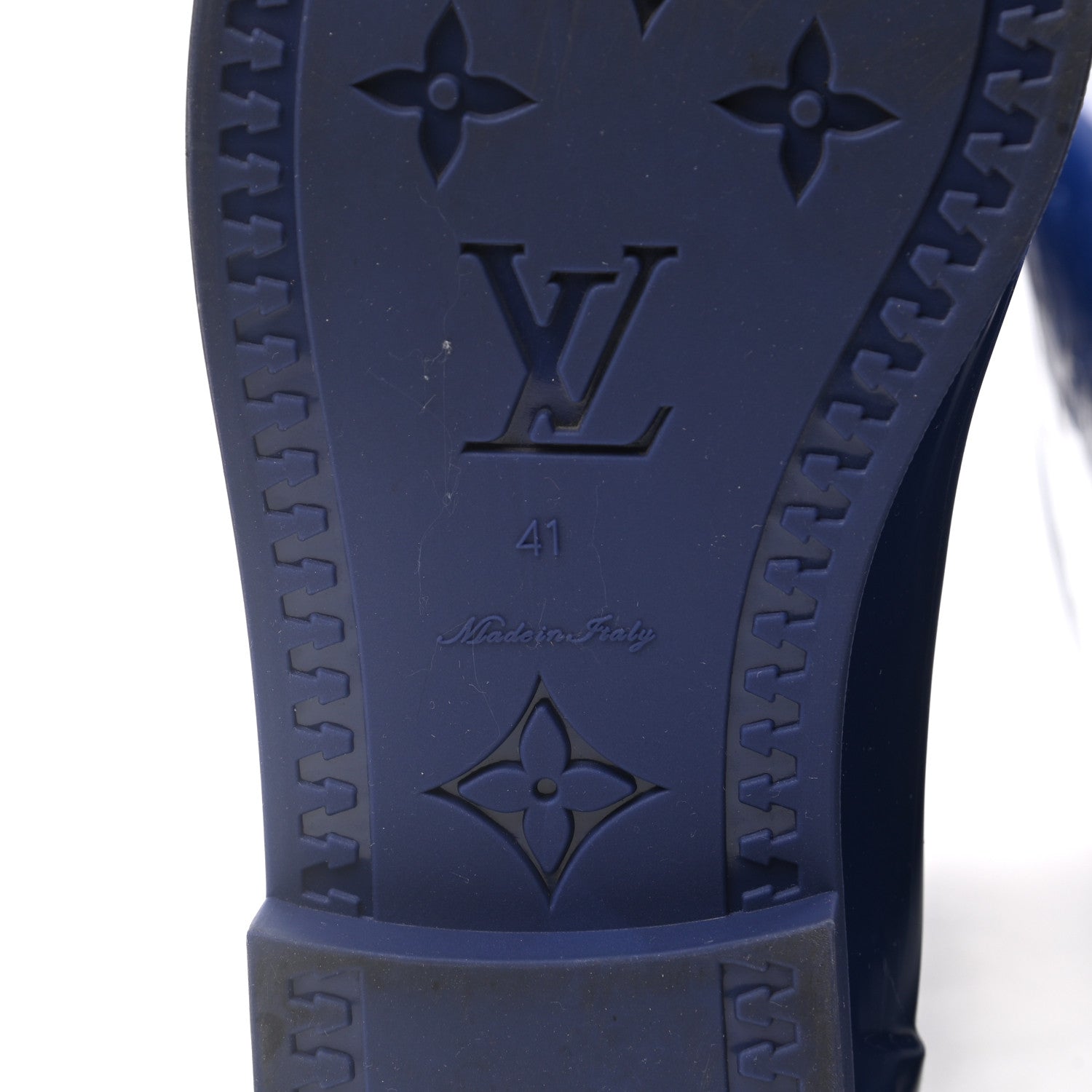 Louis Vuitton Rubber Embossed Monogram Drops High Rain Boots 41 Blue 6 of 9