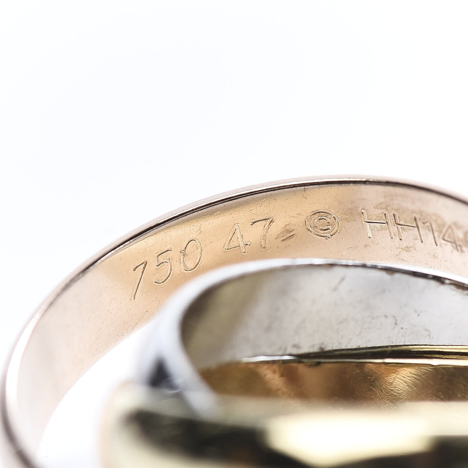 Cartier 18K Pink Yellow White Gold Classic Trinity Ring 47 4 5 of 6