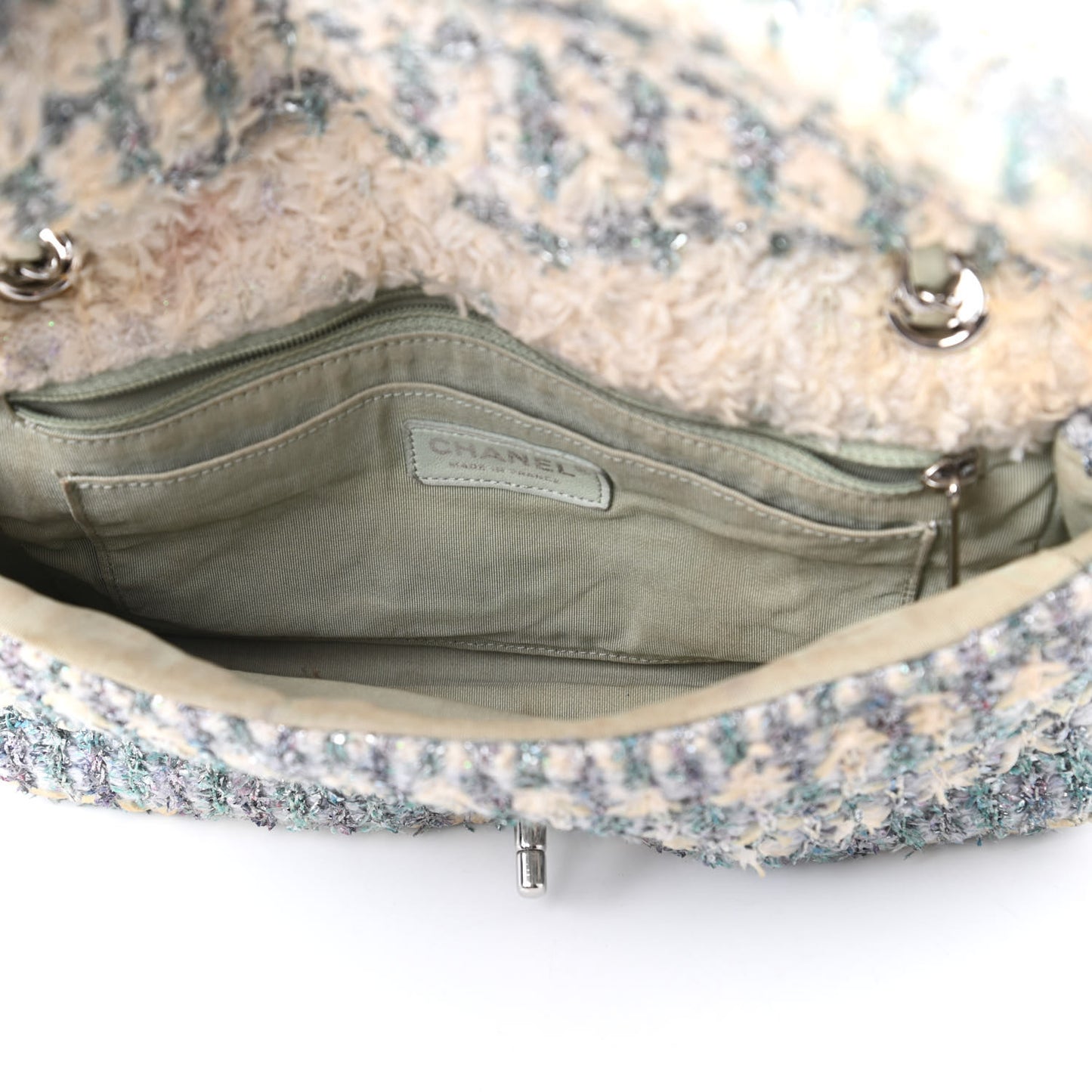 Tweed Quilted Medium Single Flap Blue Multicolor