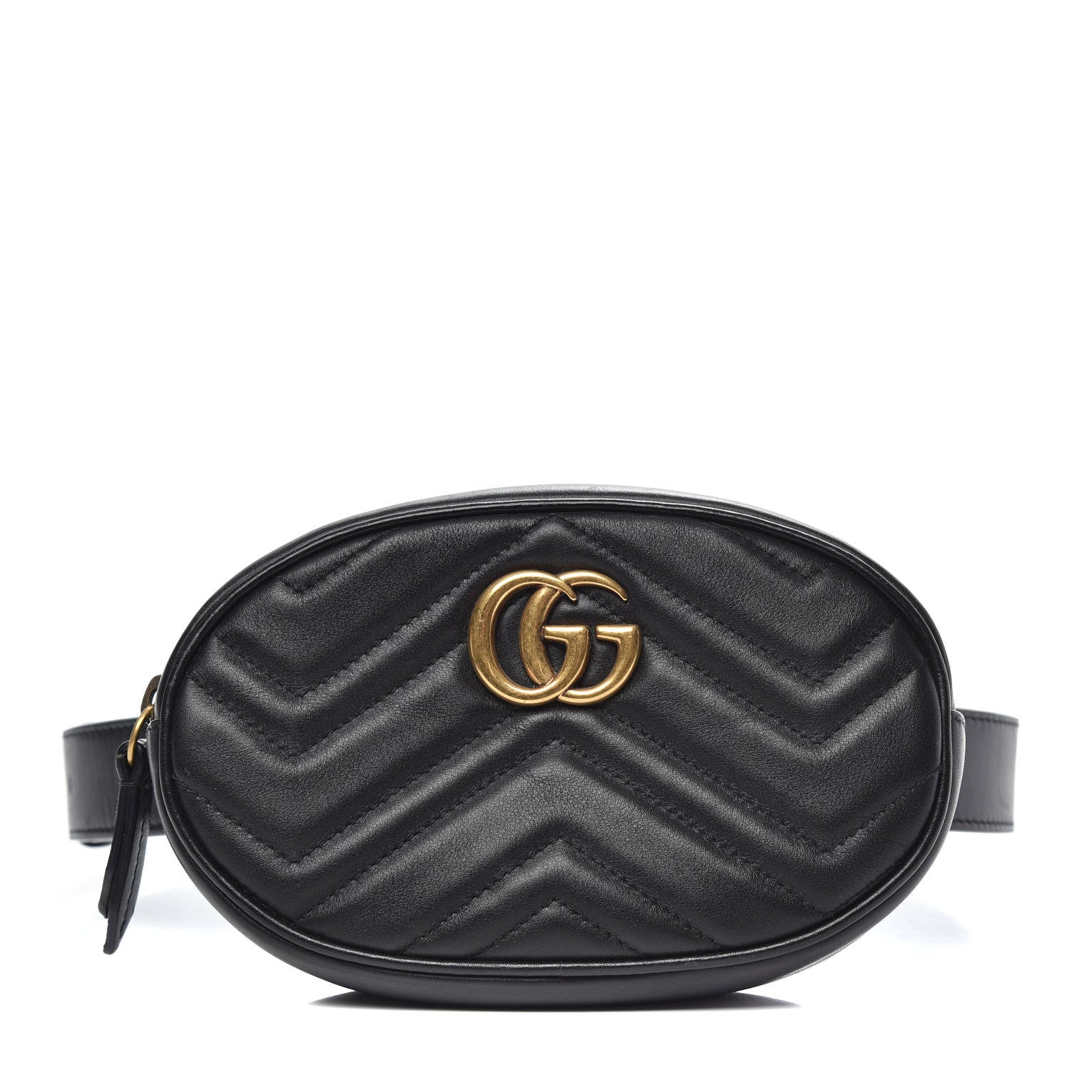 Gucci Calfskin Matelasse GG Marmont Belt Bag 85 34 Black 1 of 13