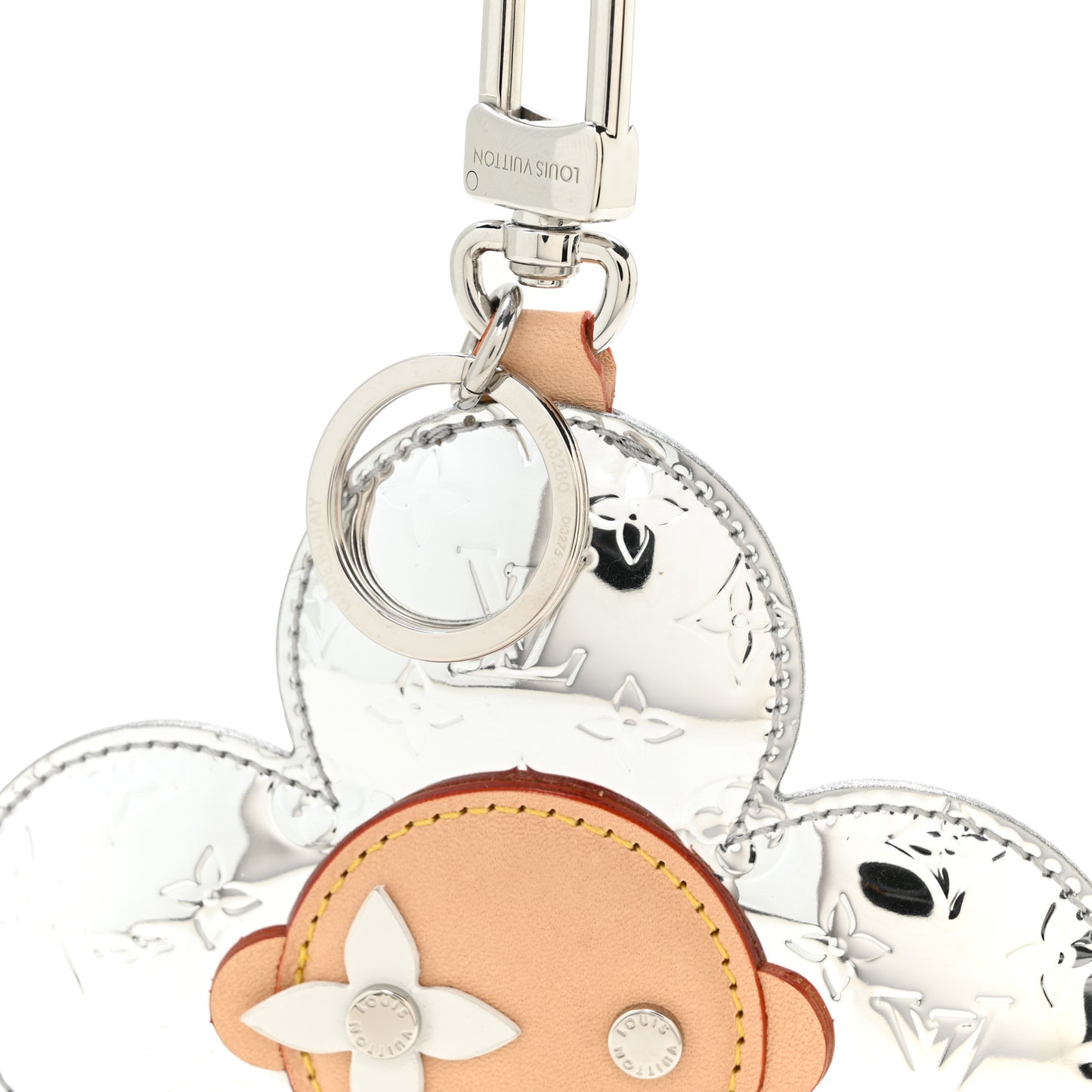 Monogram Mirror Vivienne Head Bag Charm Key Holder Silver