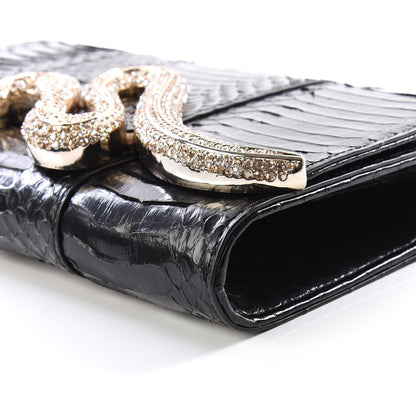 Judith Leiber Elaphe Crystal Serpent Clutch Champagne Black 6 of 8