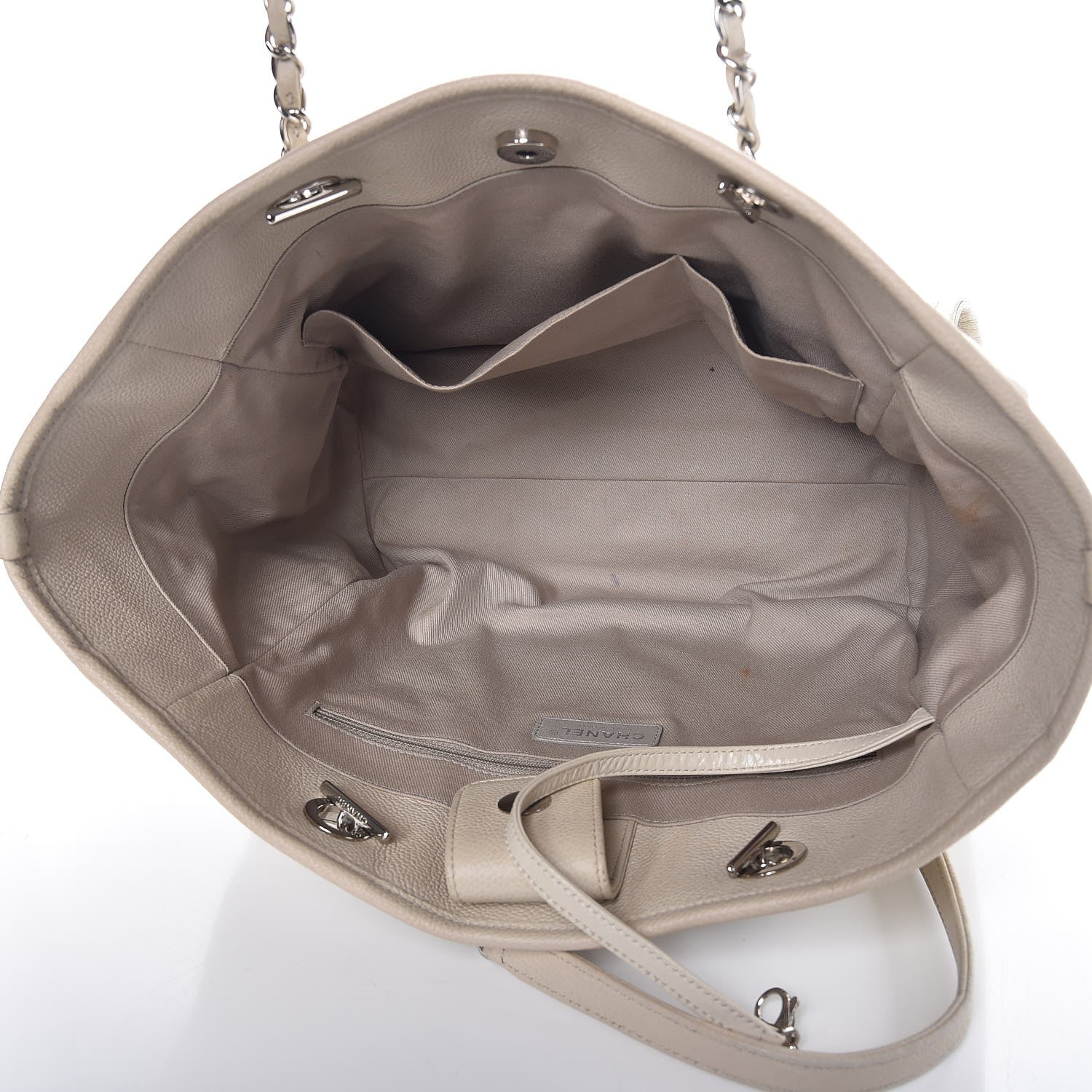 Chanel Glazed Calfskin Small Deauville Tote Ivory 5 of 9