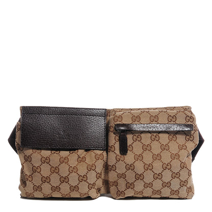 Gucci GG Monogram Double Pocket Belt Bag Dark Brown 1 of 8
