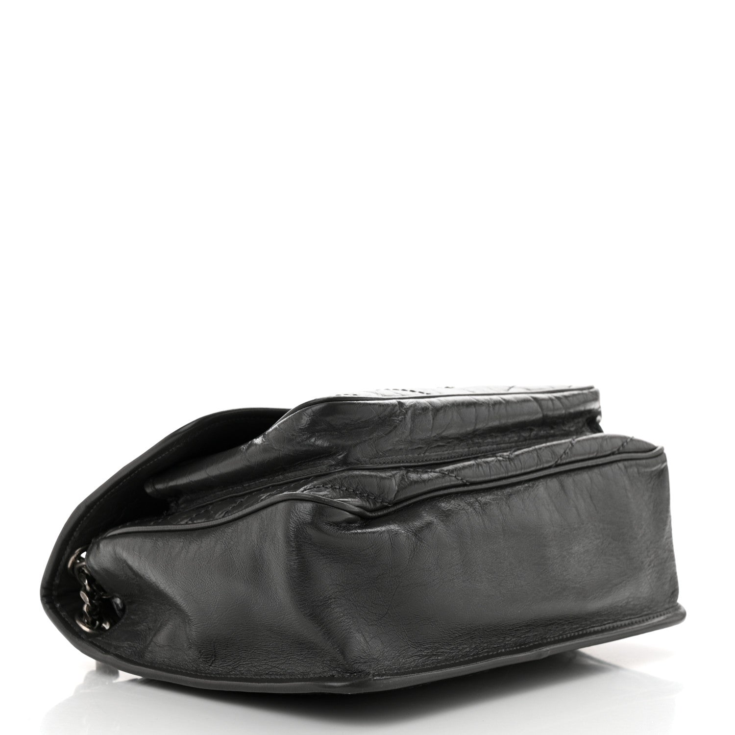 Saint Laurent Crinkled Calfskin Matelasse Monogram Medium Niki Chain Satchel Fog 4 of 11