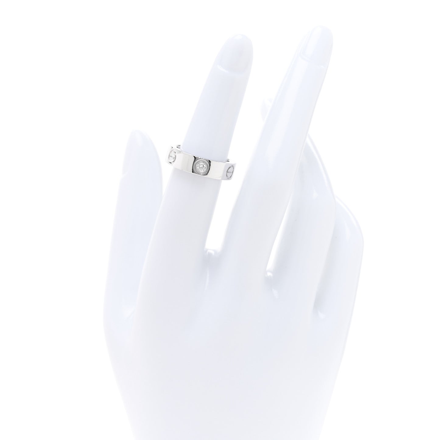 18K White Gold 3 Diamond 5.5mm LOVE Ring 50 5.25