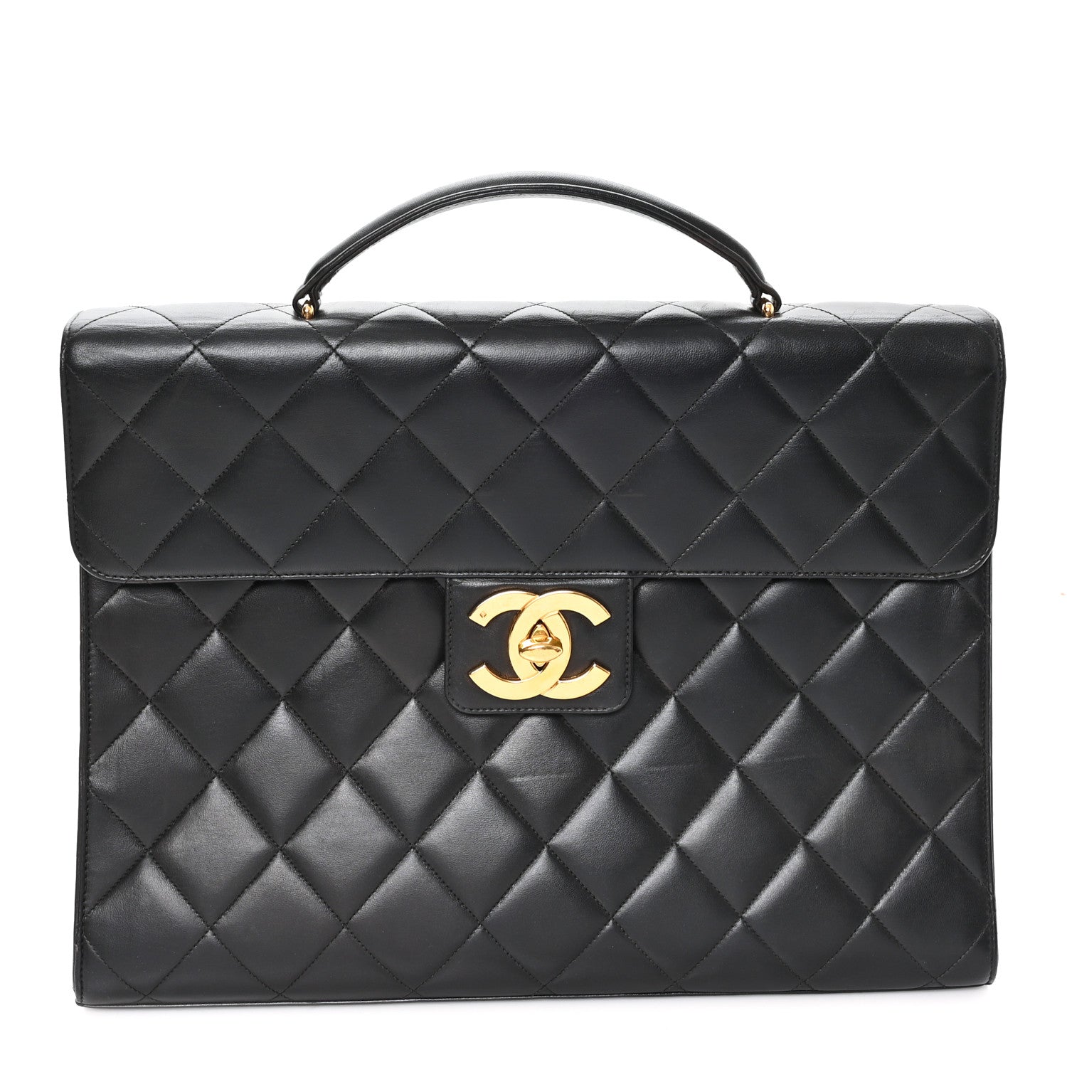 Chanel Lambskin Quilted Briefcase Laptop Bag Black 1 of 12