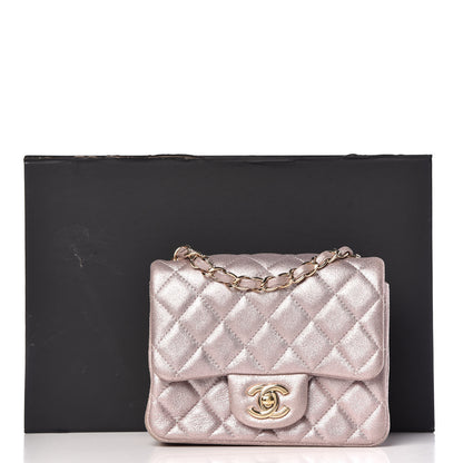 Chanel Metallic Goatskin Quilted Mini Square Flap Pink 10 of 10