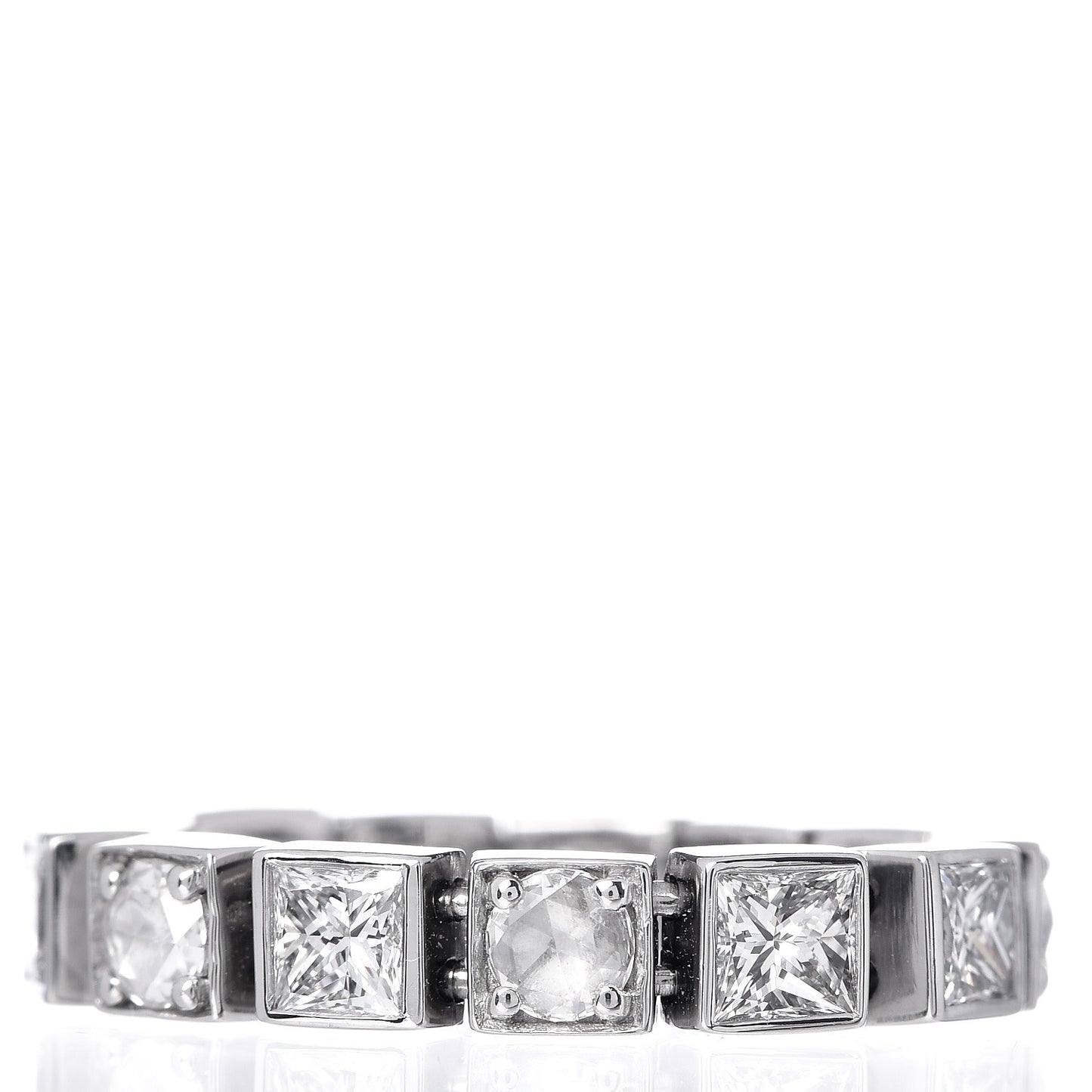 18K White Gold Diamond T Line Band Ring 52 6