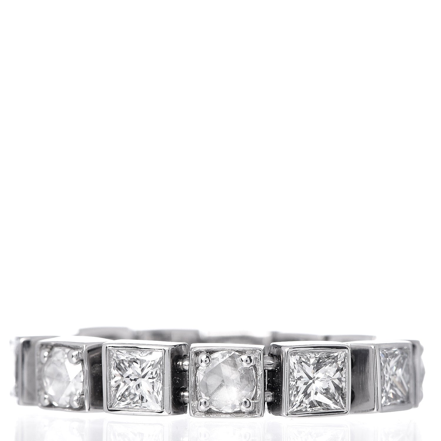 Tiffany 18K White Gold Diamond T Line Band Ring 52 6 3 of 5