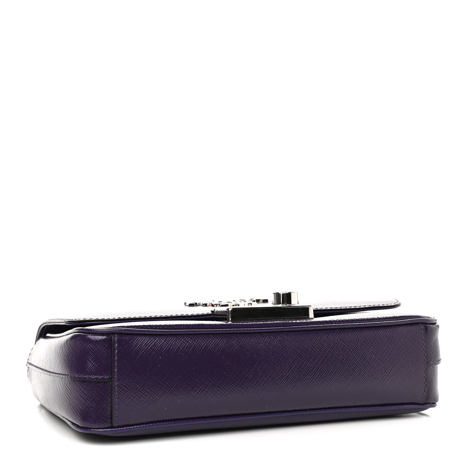 Prada Saffiano Vernice Sound Flap Chain Crossbody Bag Viola 3 of 11