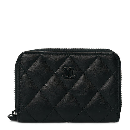 Chanel Calfskin Quilted Zip Coin Purse So Black 1 of 8