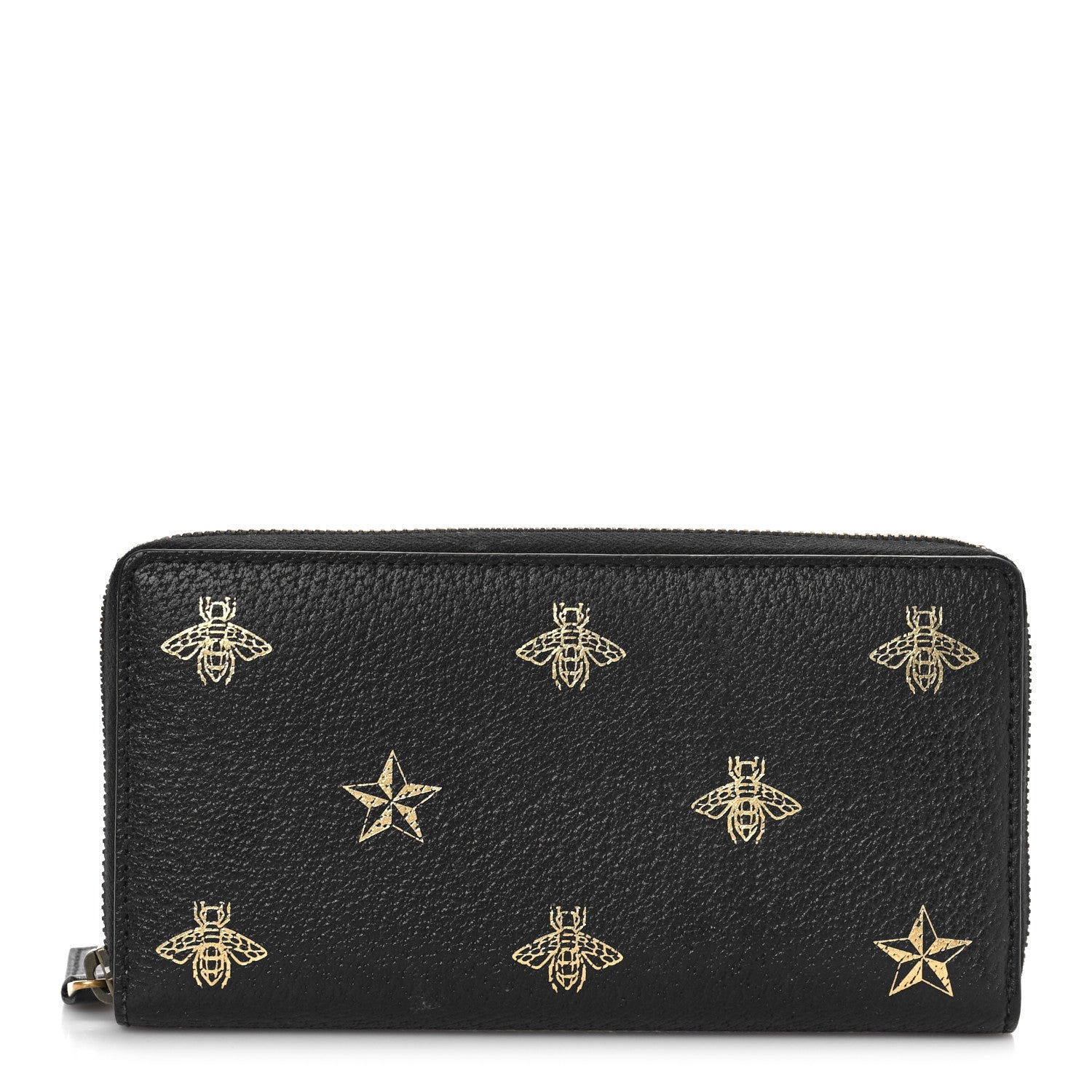 Gucci Dollar Calfskin Bee Star Zip Around Wallet Black 1 of 8