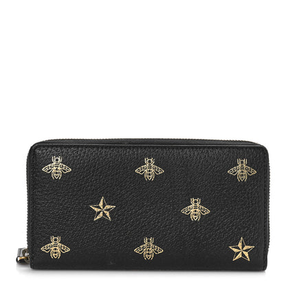 Gucci Dollar Calfskin Bee Star Zip Around Wallet Black 1 of 8