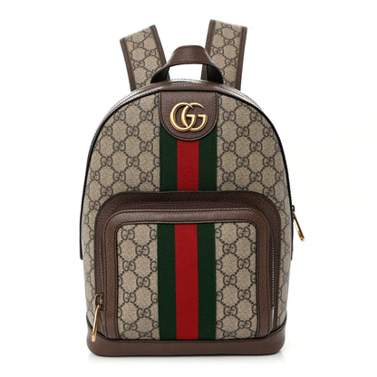 Gucci GG Supreme Monogram Calfskin Web Small Ophidia Day Backpack Beige Ebony New Acero 1 of 10