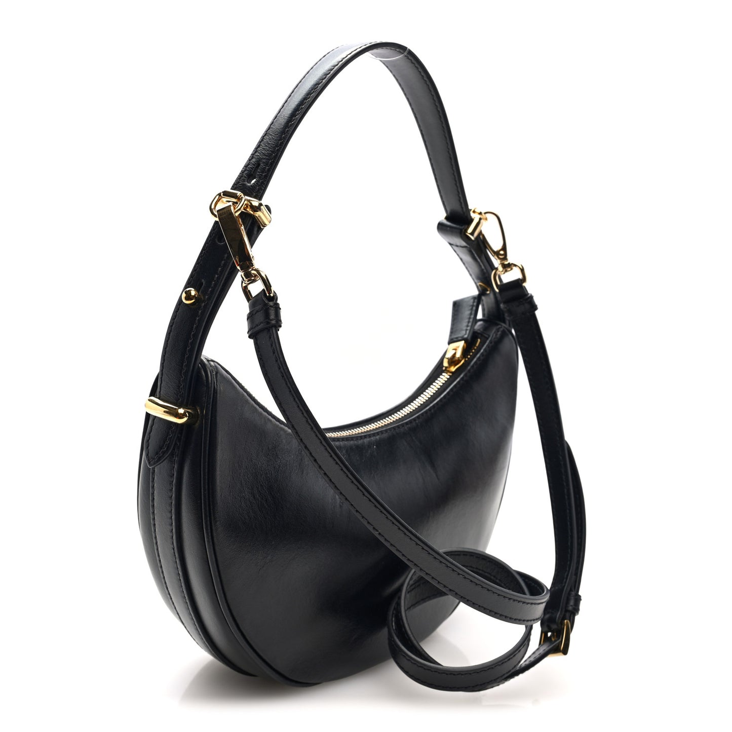 Soft Calfskin Arque Shoulder Bag Black