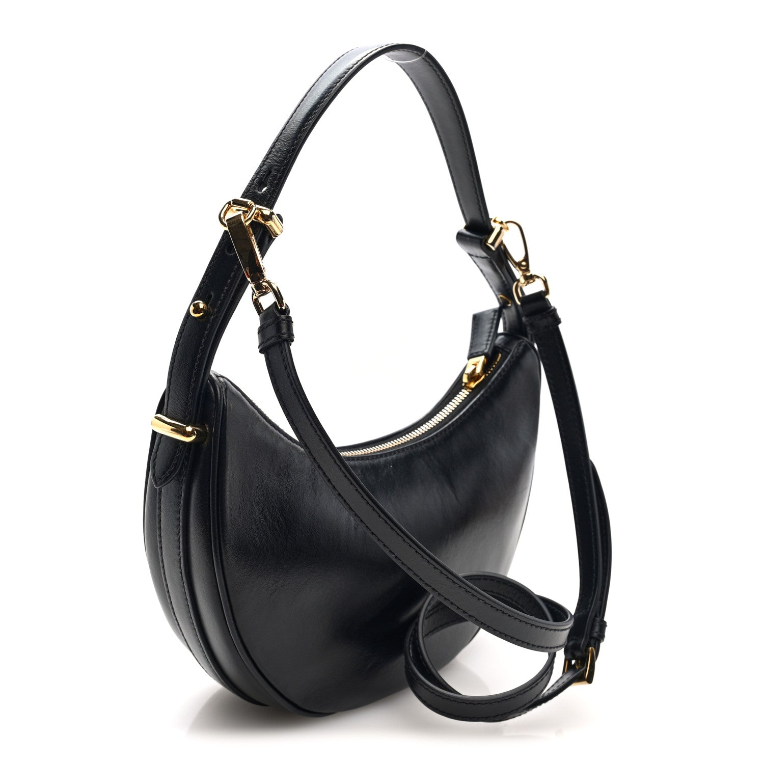 Prada Soft Calfskin Arque Shoulder Bag Black 3 of 9