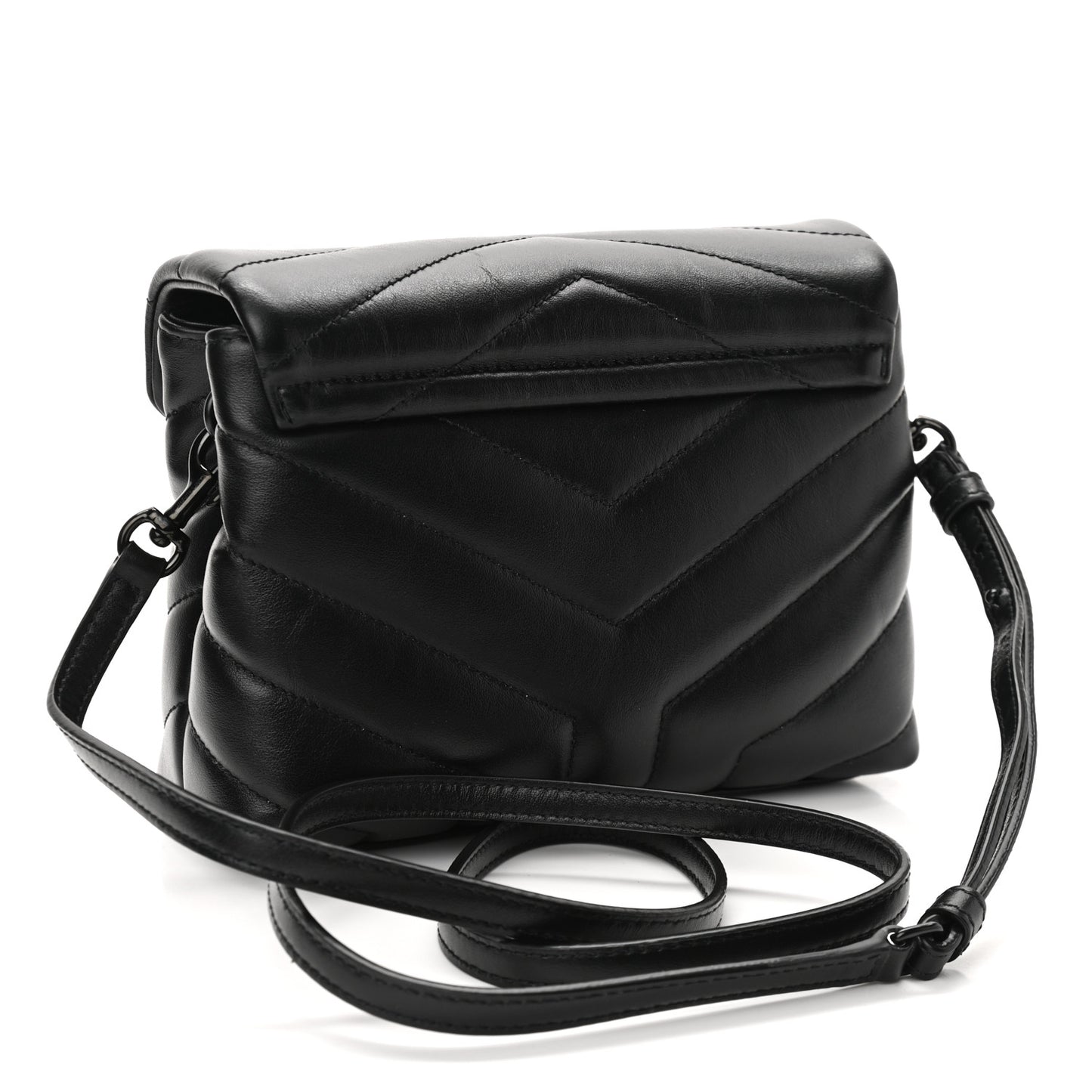 Calfskin Y Quilted Monogram Toy Loulou Crossbody Bag Black