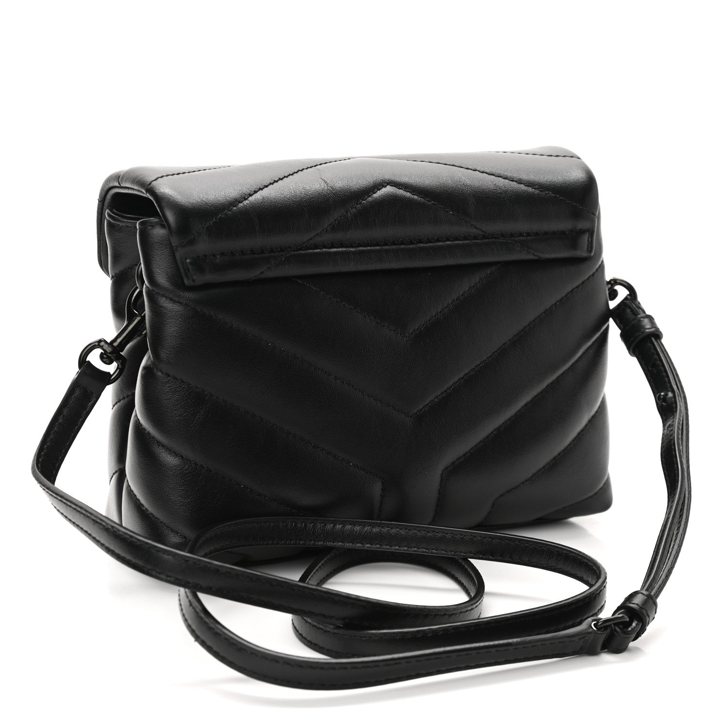 Saint Laurent Calfskin Y Quilted Monogram Toy Loulou Crossbody Bag Black 2 of 10