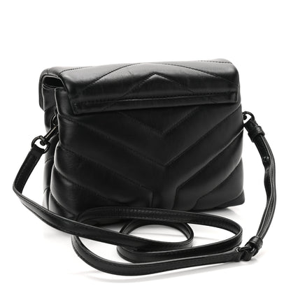 Saint Laurent Calfskin Y Quilted Monogram Toy Loulou Crossbody Bag Black 2 of 10