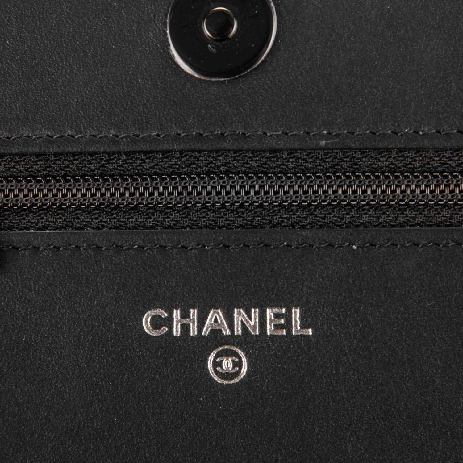 Chanel Calfskin Painted Chevron Embossed Boy Wallet On Chain WOC Black 6 of 9