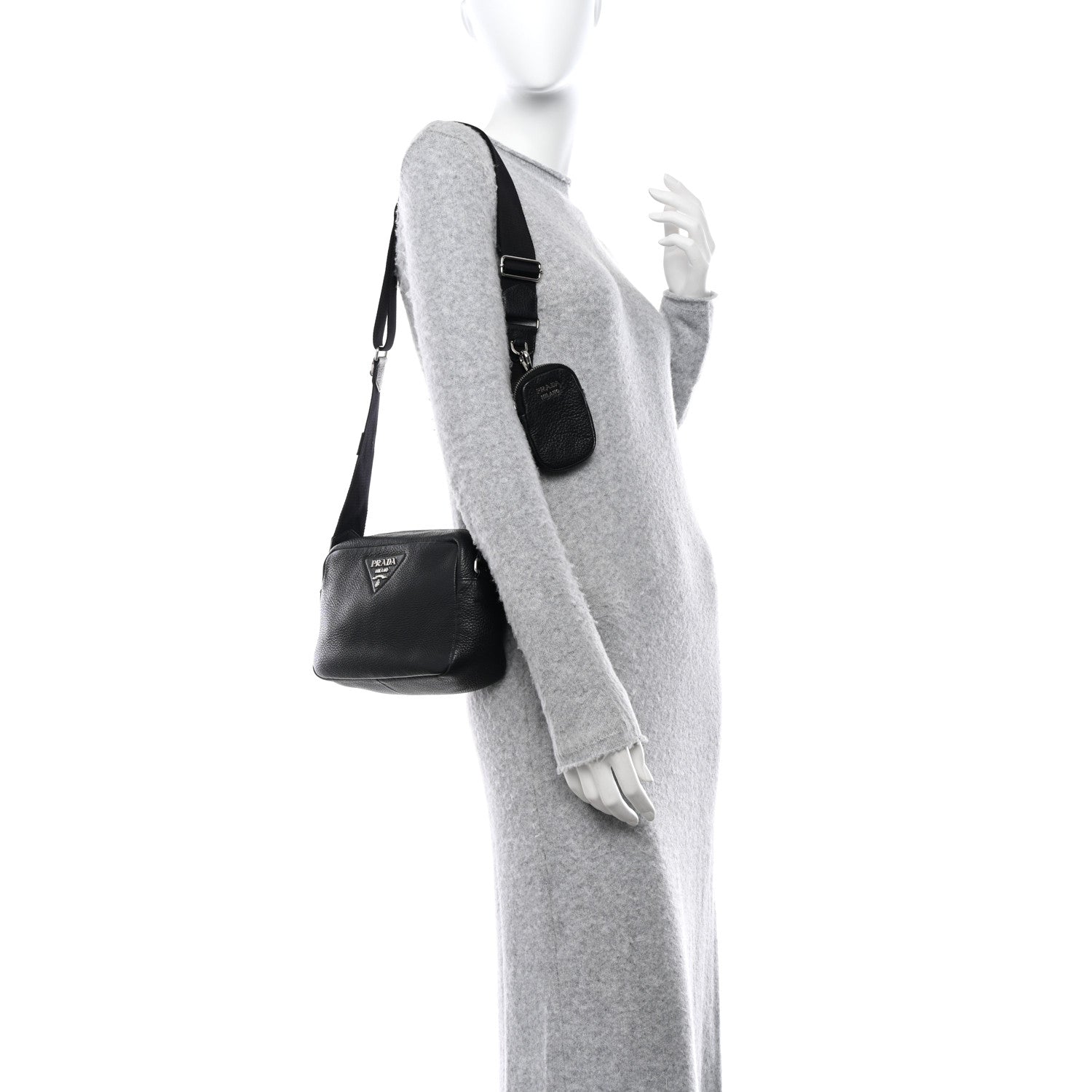 Prada Vitello Daino Crossbody Black 2 of 10
